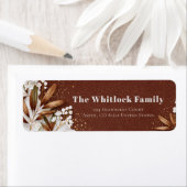 Coffee Brown Bronzed Leaf White Flower ラベル (インサイチュ)