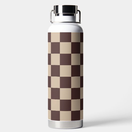 Coffee Brown Checkerboard ウォーターボトル (背面)