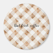 Coffee Brown Cream Stripes マグネット (正面)