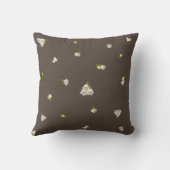 Coffee Brown Lily of the Valley Floral Pattern クッション (裏面)