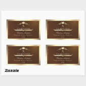 Coffee Brown Product Label Gold Frame and Monogram 長方形シール (シート)