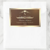 Coffee Brown Product Label Gold Frame and Monogram 長方形シール (バッグ)