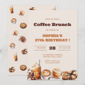Coffee Brunch Any Age Birthday 招待状 (正面/裏面)