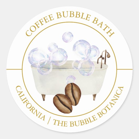 Coffee Bubble Bath label ラウンドシール (正面)