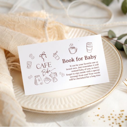 Coffee Cafe Bebe Brewing Book for Baby Shower エンクロージャーカード
