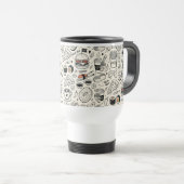 Coffee & Café Doodle Pattern –Cute Hand Drawn Food トラベルマグ (正面右)