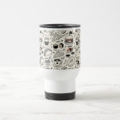 Coffee & Café Doodle Pattern –Cute Hand Drawn Food トラベルマグ (中央)