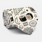 Coffee & Café Doodle Pattern –Cute Hand Drawn Food ネクタイ (ロール)