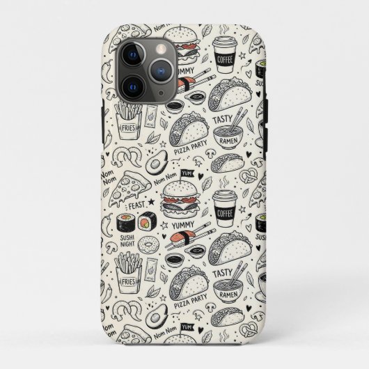 Coffee & Café Doodle Pattern –Cute Hand Drawn Food Case-Mate iPhoneケース (裏面)