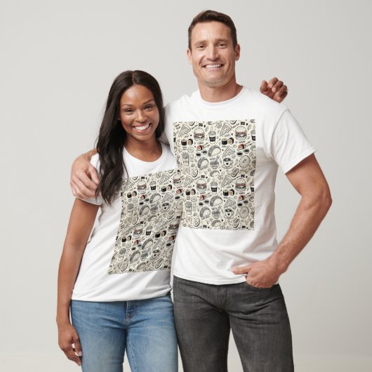 Coffee & Café Doodle Pattern –Cute Hand Drawn Food Tシャツ (ユニセックス)