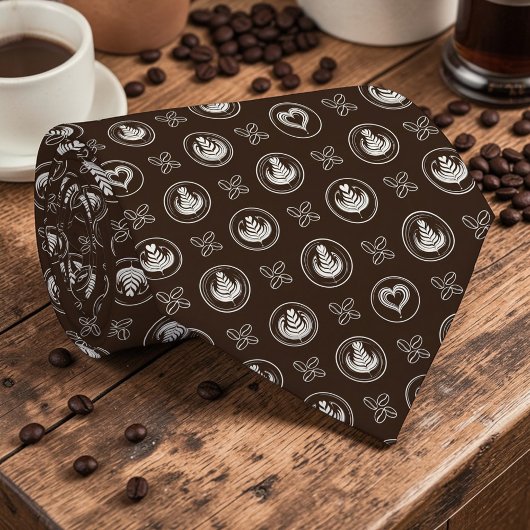 Coffee Cafe Latte Custom Necktie ネクタイ