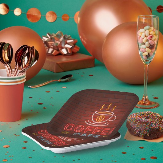 Coffee Cafe Neon Sign ペーパープレート