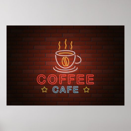 Coffee Cafe Neon Sign ポスター (正面)