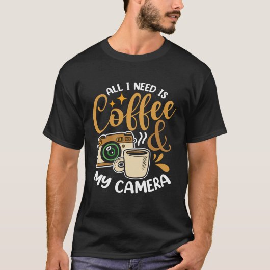 Coffee & Camera Photography Aroma Quote Tシャツ (正面)