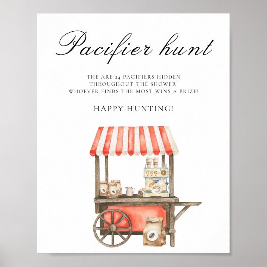 Coffee cart - pacifier hunt baby shower game ポスター (正面)