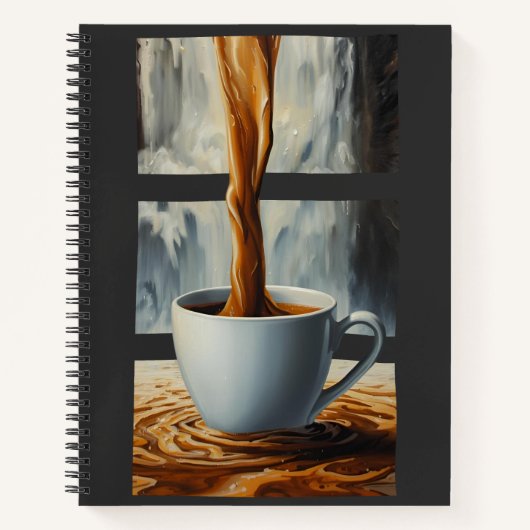 Coffee Cascade Art with Surreal Waterfall Flow ノートブック (正面)