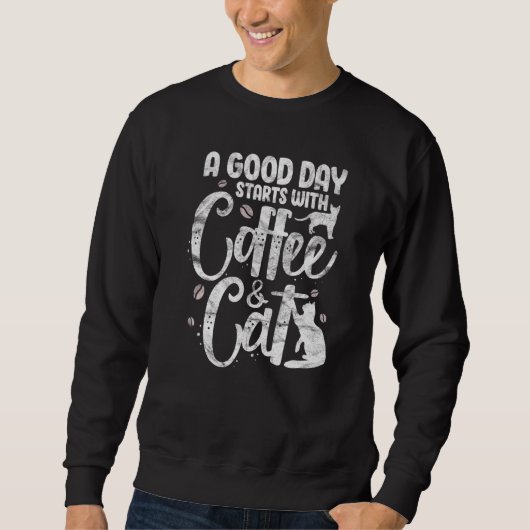 Coffee & Cat Cats Owner Kitten Caffeine Drink D スウェットシャツ (正面)