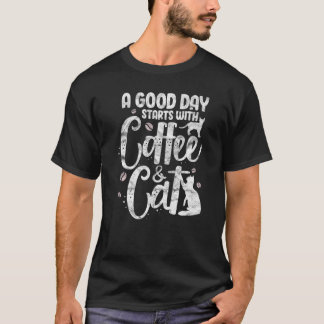 Coffee & Cat Cats Owner Kitten Caffeine Drink D Tシャツ