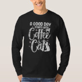 Coffee & Cat Cats Owner Kitten Caffeine Drink D Tシャツ (正面)