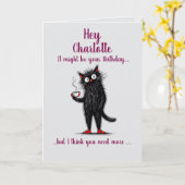 Coffee Cat Folding Birthday カード (黄色い花)