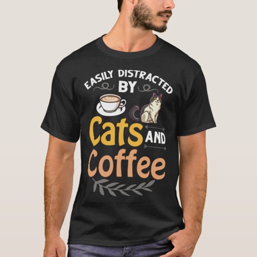 Coffee Cat Shop Machine Kitten Mug Beans Tシャツ (正面)