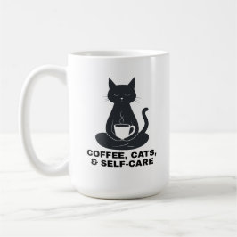 Coffee, Cats, and Self-Care コーヒーマグカップ