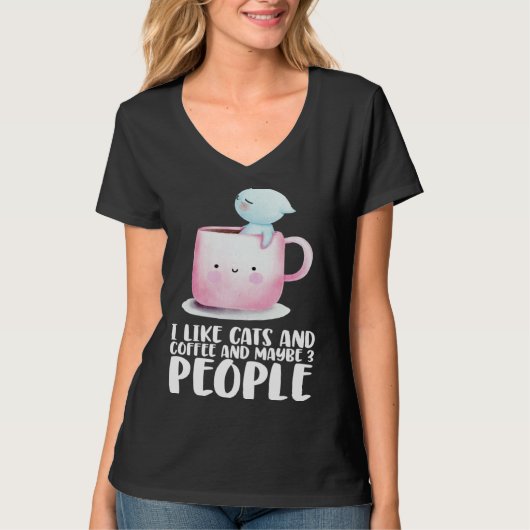 Coffee Cats Coffee Cat Cat Coffee Tシャツ (正面)