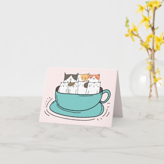 Coffee Cats Getting Togetting Together カード (黄色い花)