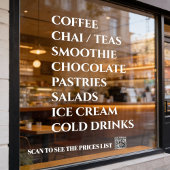 Coffee Chai Tea Salads  Bakery  Menu Window Decal ウィンドウサイン
