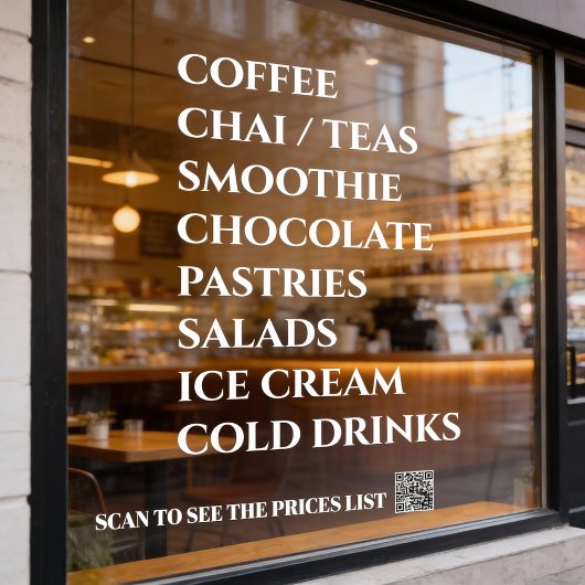 Coffee Chai Tea Salads  Bakery  Menu Window Decal ウィンドウサイン