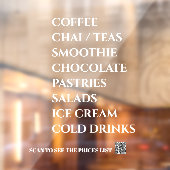 Coffee Chai Tea Salads  Bakery  Menu Window Decal ウィンドウサイン (シート2)
