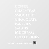 Coffee Chai Tea Salads  Bakery  Menu Window Decal ウィンドウサイン (シート)