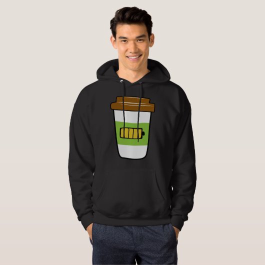 Coffee Charging  Battery Graphic Plus Size パーカ (正面フル)