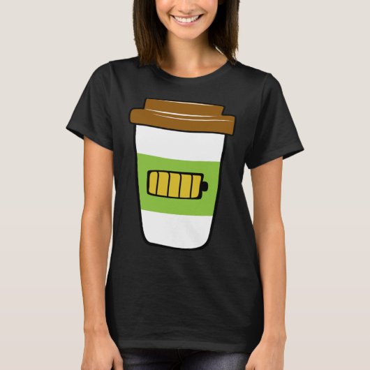 Coffee Charging  Battery Graphic Plus Size Tシャツ (正面)