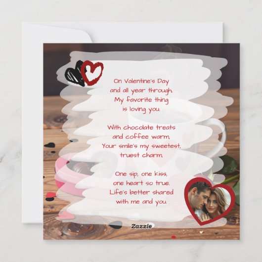 Coffee, Chocolates, Red Rose Valentine's Day シーズンカード (裏面)