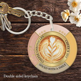 Coffee Chronicles Latte Art Quote Chic キーホルダー