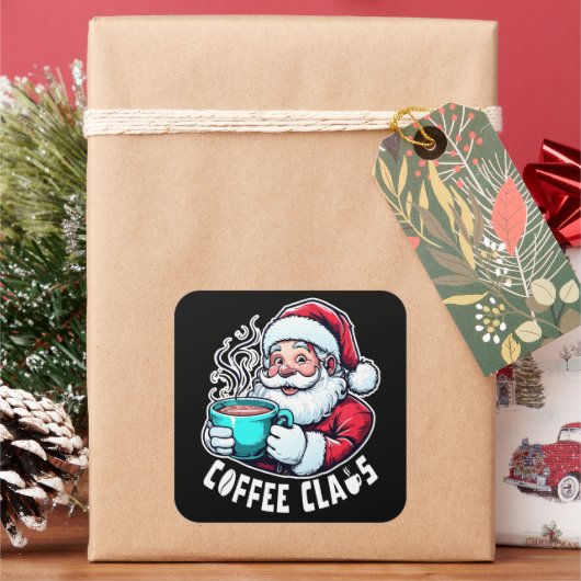Coffee Claus Santa Hot Drink スクエアシール (クリスマス)