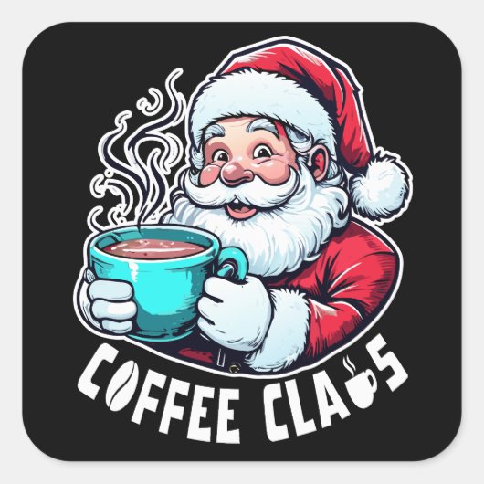 Coffee Claus Santa Hot Drink スクエアシール (正面)