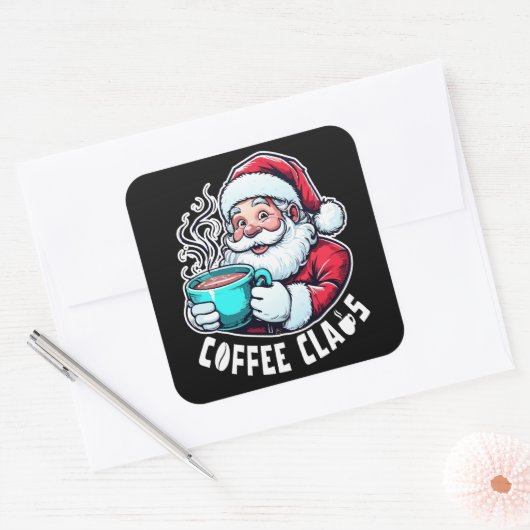 Coffee Claus Santa Hot Drink スクエアシール (封筒)