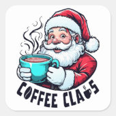 Coffee Claus Santa Hot Teal Mug スクエアシール (正面)