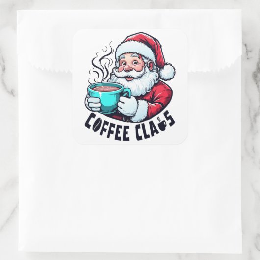 Coffee Claus Santa Hot Teal Mug スクエアシール (バッグ)