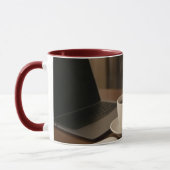"Coffee & Clicks マグカップ – 蒸気、ショッピング、そして膝上" (左)