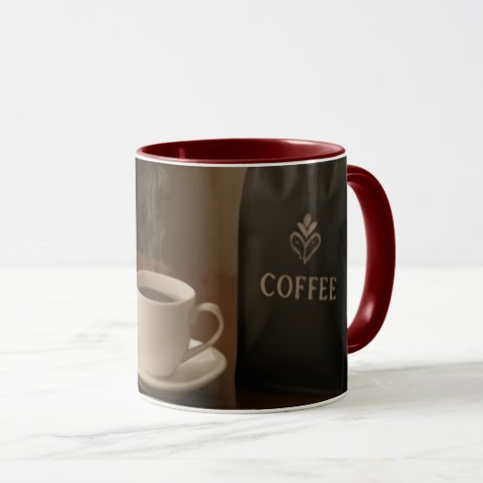 "Coffee & Clicks Mug – Steam, Shopping, and Lap マグカップ (正面右)