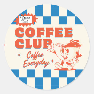 Coffee Club – 愛らしいコーヒー好きのカスタム ラウンドシール