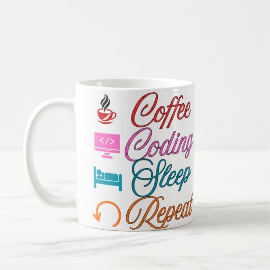 Coffee Coding Sleep Repeat - プログラマー コーヒーマグカップ (左)