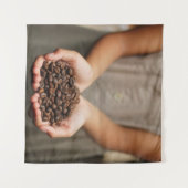 Coffee coffee beans aroma roasted タペストリー (正面(横))