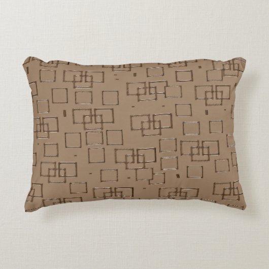 Coffee Coloured Squares Pattern アクセントクッション (正面)