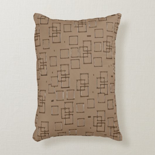 Coffee Coloured Squares Pattern アクセントクッション (正面(垂直))