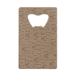 Coffee Coloured Squares Pattern クレジットカード栓抜き