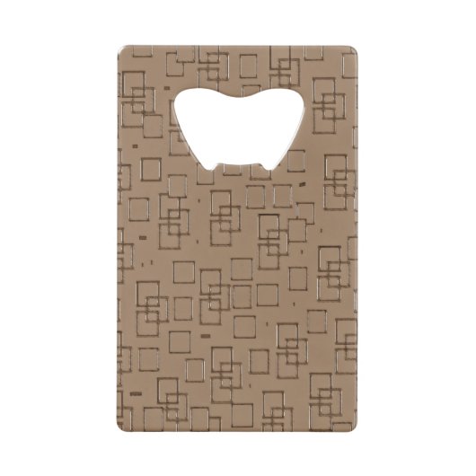 Coffee Coloured Squares Pattern クレジットカード栓抜き (正面)